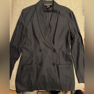 Vintage 90s Express Black Blazer Made in USA | Minimalist Rayon Jacket M